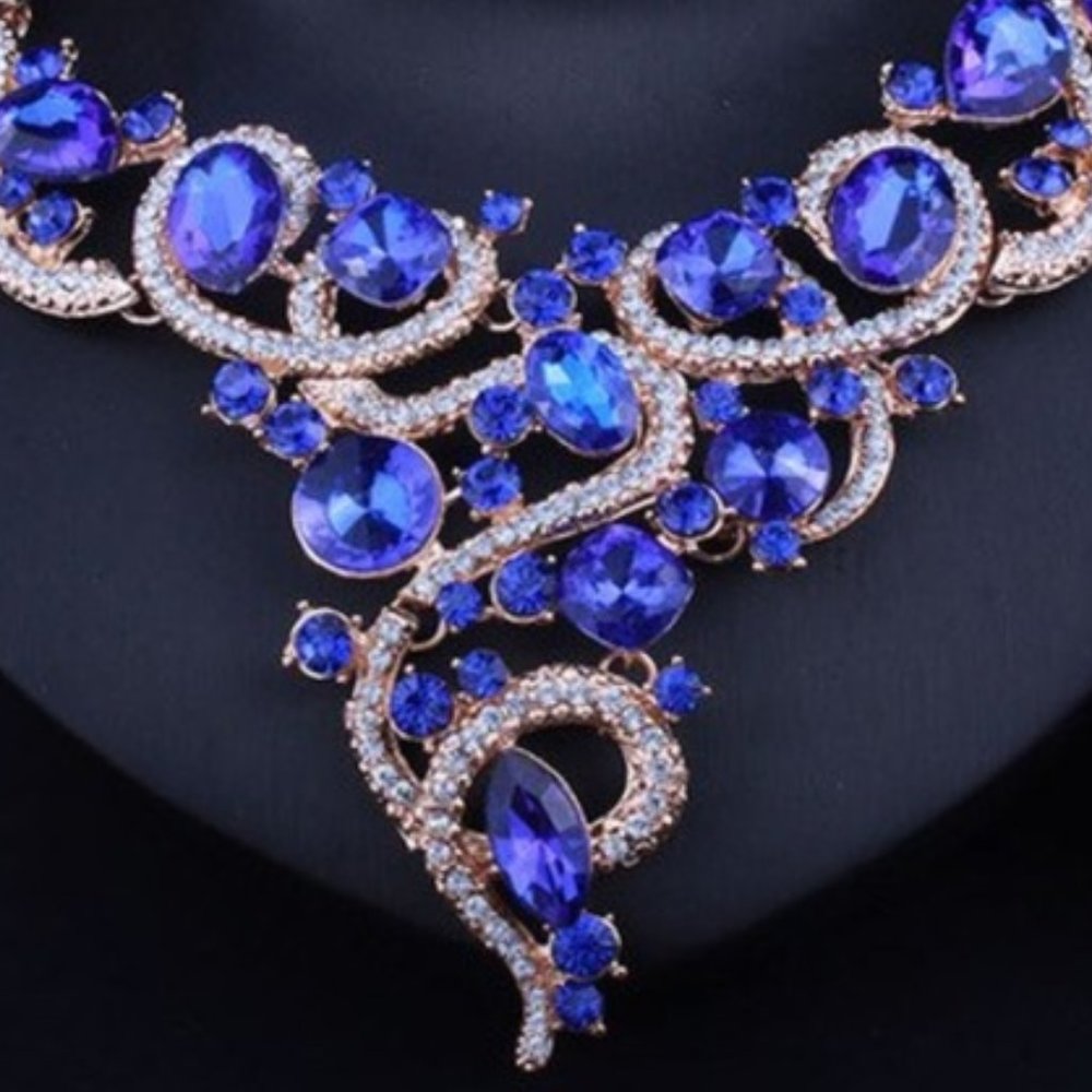 NS3 | Blue Evening Jewelry Prom Wedding Set - Picture 3 of 3